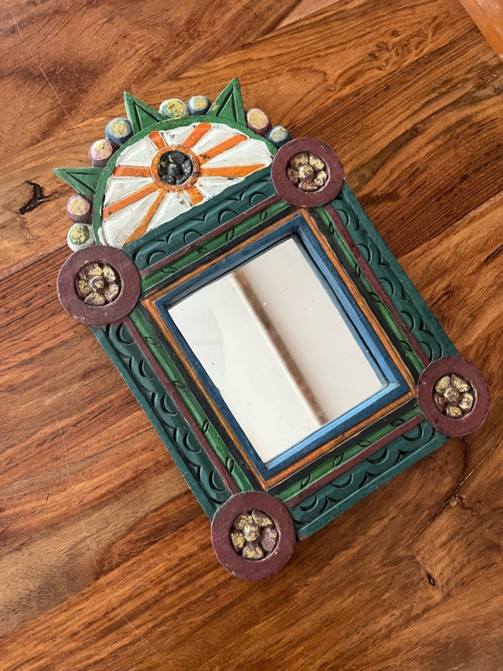 Hand-Painted Folk Art Decorative Wall Mirror